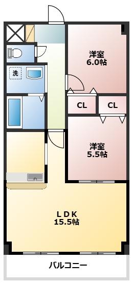 レスカトール(2LDK/3階)の間取り写真