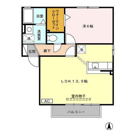 クレセントA(1LDK/2階)の間取り写真
