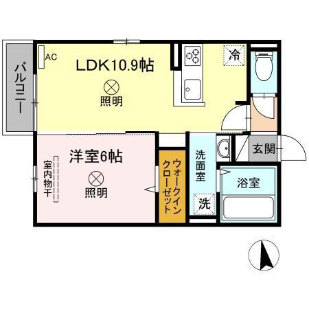 オリーブマンション(1LDK/2階)の間取り写真