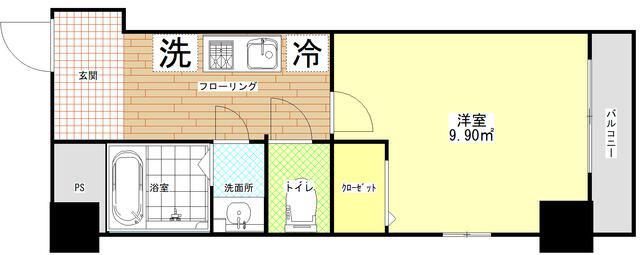 フェリチタ越谷駅前(1K/4階)の間取り写真