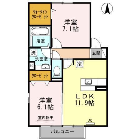 グレイス賀来B(2LDK/2階)の間取り写真
