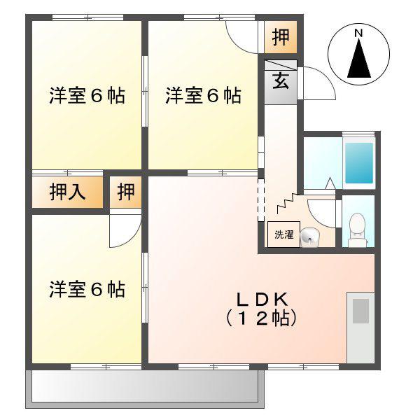 ラ・ポール90(3LDK/2階)の間取り写真