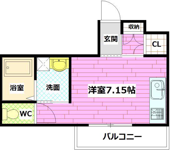 かんたろうビル(ワンルーム/3階)の間取り写真