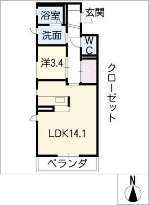 ヴェルデュール八代(1LDK/2階)の間取り写真