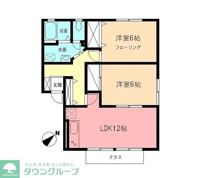 ルミエールB(2LDK/1階)の間取り写真