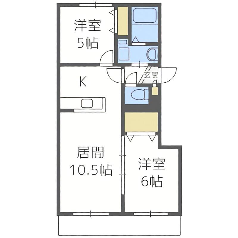 セントポーリアシェリル(2LDK/3階)の間取り写真