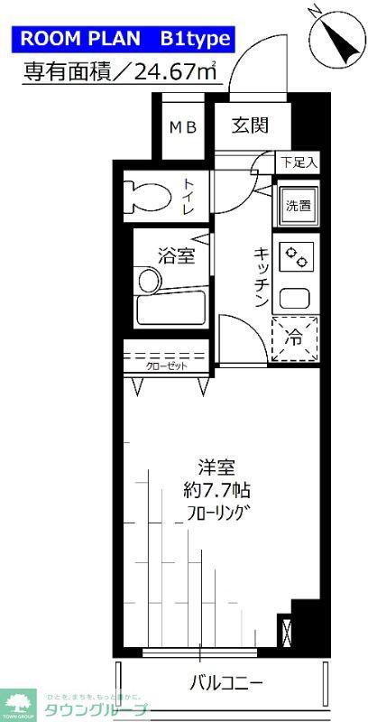 フェニックス横須賀中央(1K/2階)の間取り写真