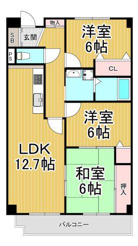 パレフルール(3LDK/5階)の間取り写真