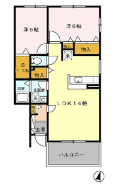 フェニックスエイトA・B(2LDK/2階)の間取り写真