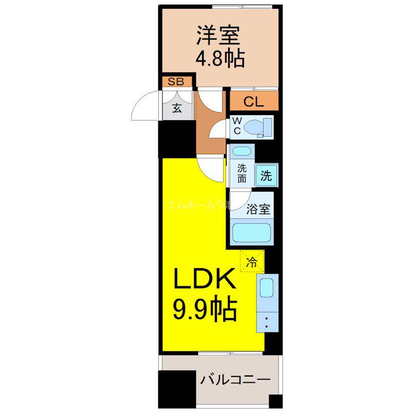 デュオフラッツ今池フレナ(1LDK/4階)の間取り写真