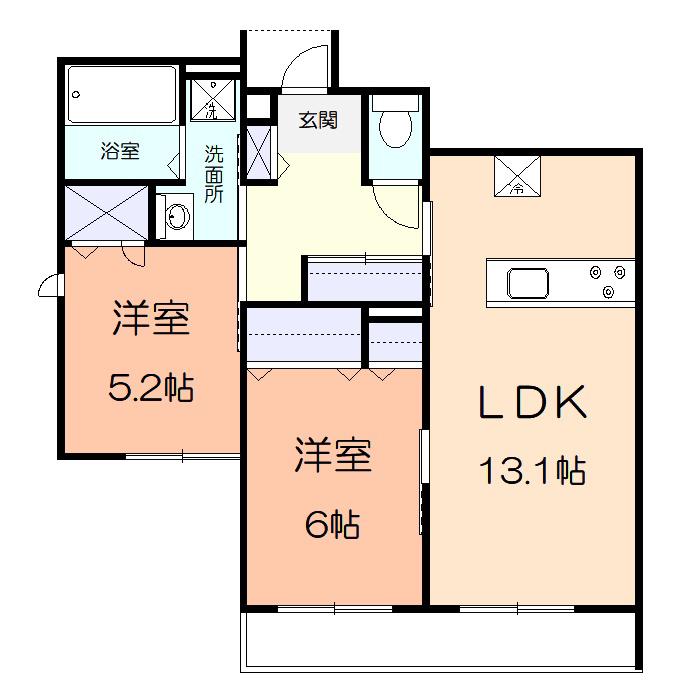 プレマヒルズ(2LDK/1階)の間取り写真