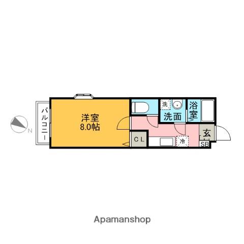 ピュア平尾参番館(1K/4階)の間取り写真