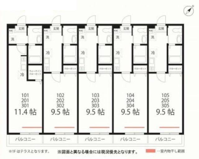 QUIET CRAB HOUSE 鶴見寺谷(1K/3階)の間取り写真