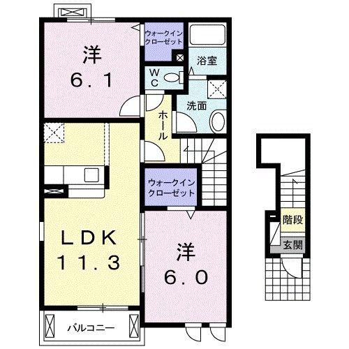 アンジュA(2LDK/2階)の間取り写真