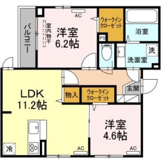 ルリアン綾瀬(2LDK/2階)の間取り写真