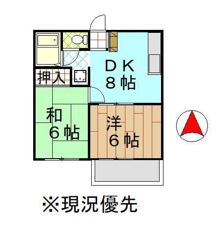 ヴィラージュ新羽(2DK/1階)の間取り写真