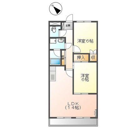 グランドール十王(2LDK/2階)の間取り写真