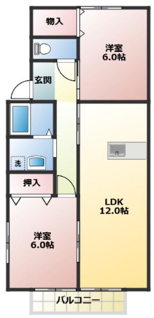 シャトル泉(2LDK/1階)の間取り写真