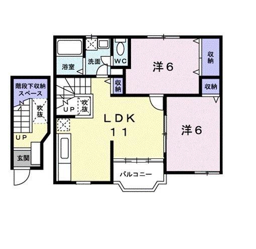 パルテ-ル(2LDK/2階)の間取り写真