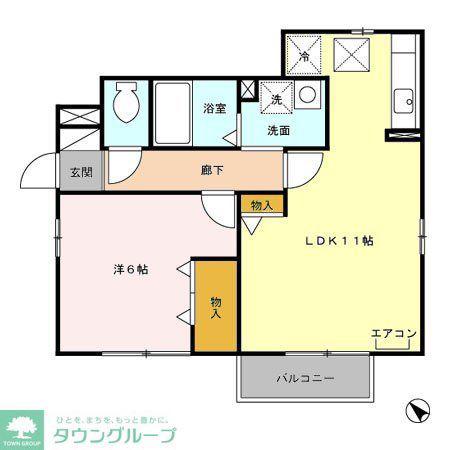 トップB(1LDK/1階)の間取り写真