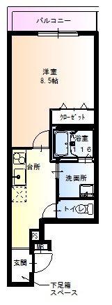 フジパレス我孫子前II番館(1K/2階)の間取り写真