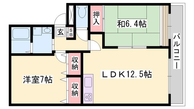 レジデンスコート東山(2LDK/3階)の間取り写真