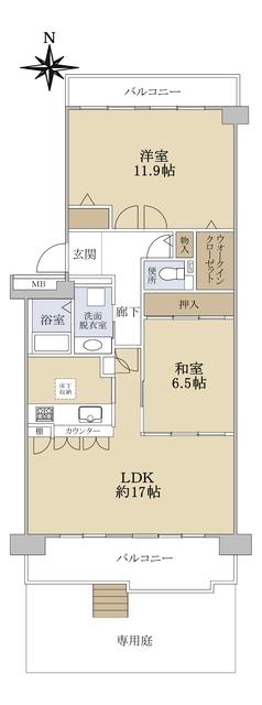 西神中央ウェステージ 参番館(2LDK/1階)の間取り写真