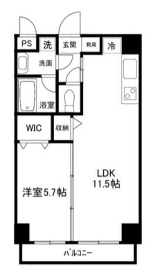 ピュアコート医大南(1LDK/8階)の間取り写真