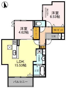 PLACE ウエスト千里丘 B棟(2LDK/3階)の間取り写真