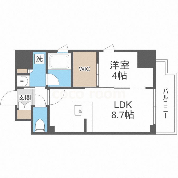 シーズンフラッツ大手前(1LDK/8階)の間取り写真