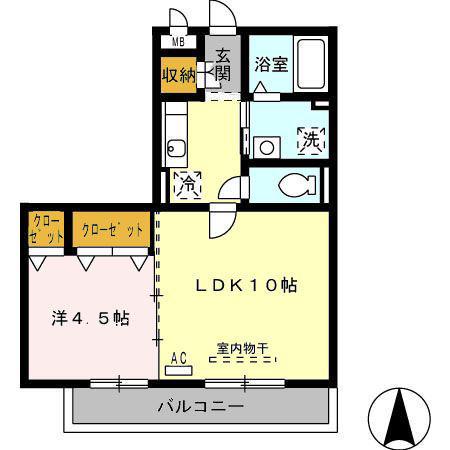 セジュール北島(1LDK/2階)の間取り写真