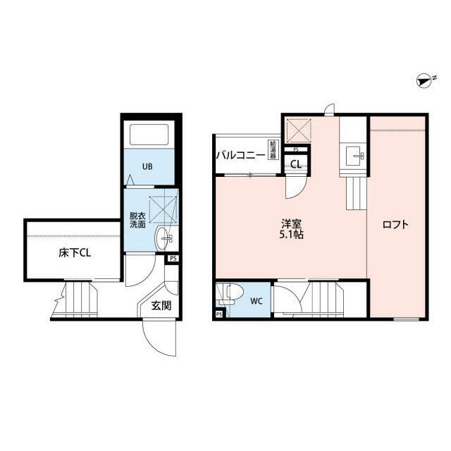 CB春日部レーベン(1K/2階)の間取り写真