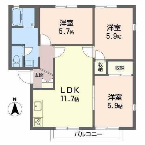 メゾン プレミール(3LDK/2階)の間取り写真