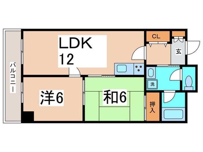ロイヤルハイツ土佐堀(2LDK/6階)の間取り写真