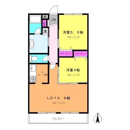 アイリッシュ青葉台(2LDK/3階)の間取り写真