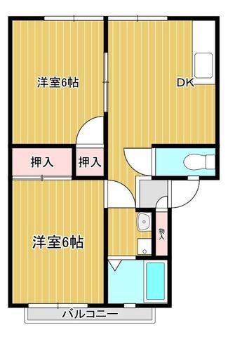 サンライフ久米(2DK/1階)の間取り写真