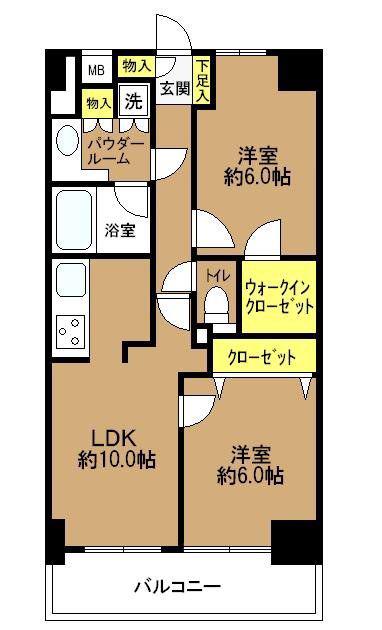 日神パレステージ東新宿イーストフォート(2LDK/7階)の間取り写真