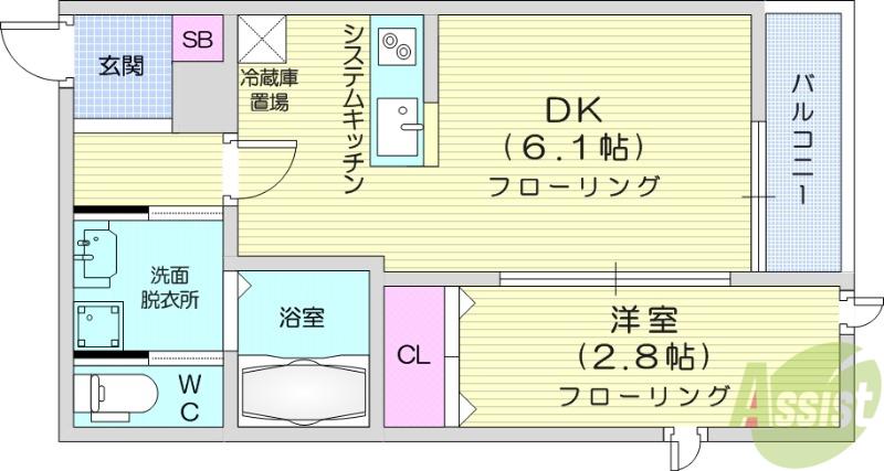 南小泉八軒小路AP(1DK/1階)の間取り写真