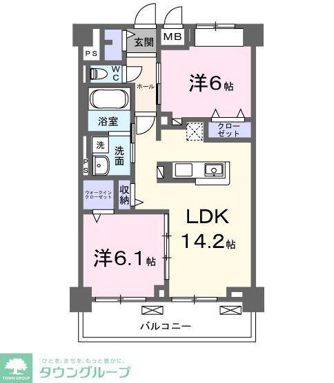グランピア甚(2LDK/3階)の間取り写真