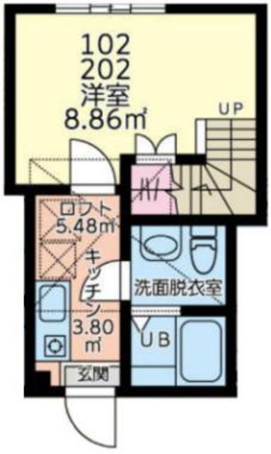 ベルジュエール町田(1K/2階)の間取り写真