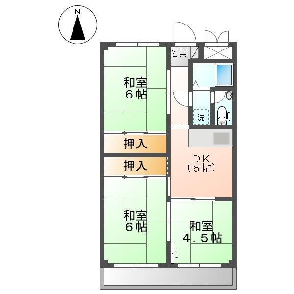 サンライフ大元(3K/3階)の間取り写真