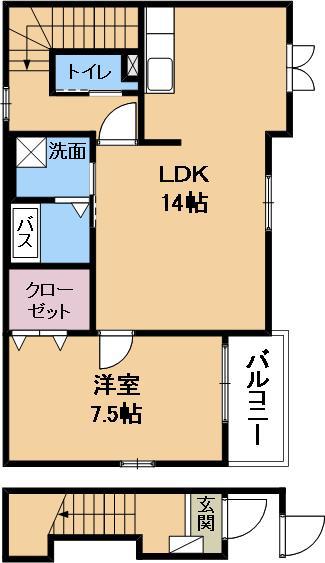 ボヌール エテルノ(1LDK/2階)の間取り写真