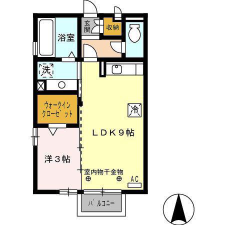 神山ヒルズ(1LDK/2階)の間取り写真