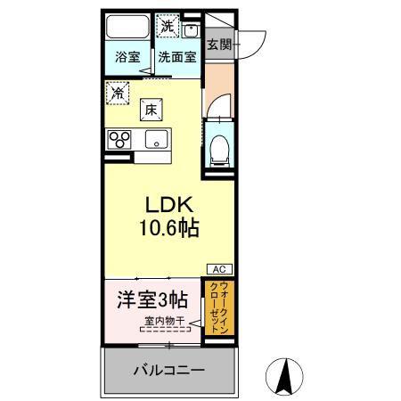 GRACE SEA(1LDK/1階)の間取り写真
