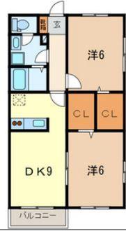 メゾンカルテット(2DK/2階)の間取り写真