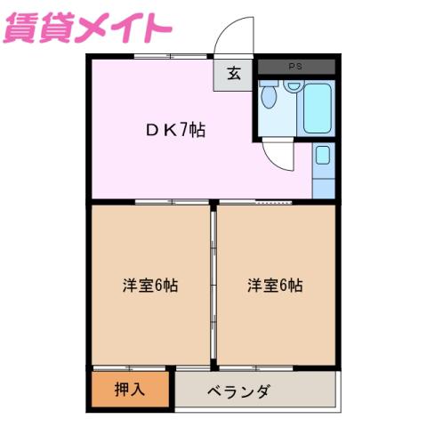 CASAESTRELLA(2DK/2階)の間取り写真