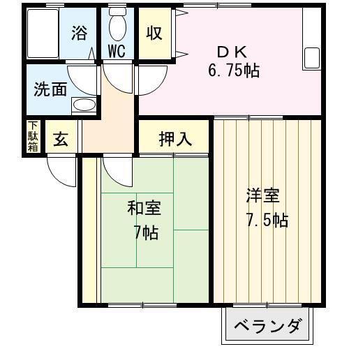 セントラルハイツ(2DK/1階)の間取り写真