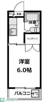 サンハイツ田倉(ワンルーム/2階)の間取り写真