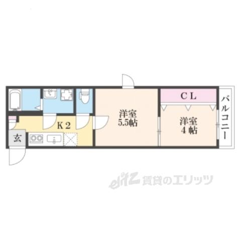 ベレーザ西陣Ⅱ(2K/3階)の間取り写真