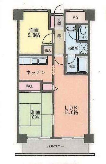 パルS&S(2LDK/2階)の間取り写真